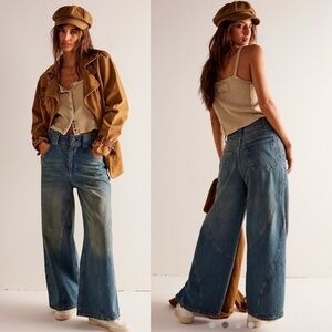 Free People Blue Wide Leg Jeans